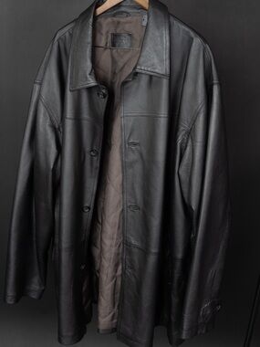 Harbor Bay Black Leather Trench Coat